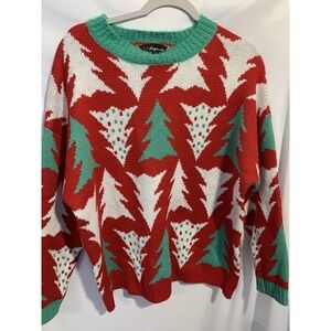 33 Degrees Ugly Christmas Sweater Men's Christmas trees red green white size S h